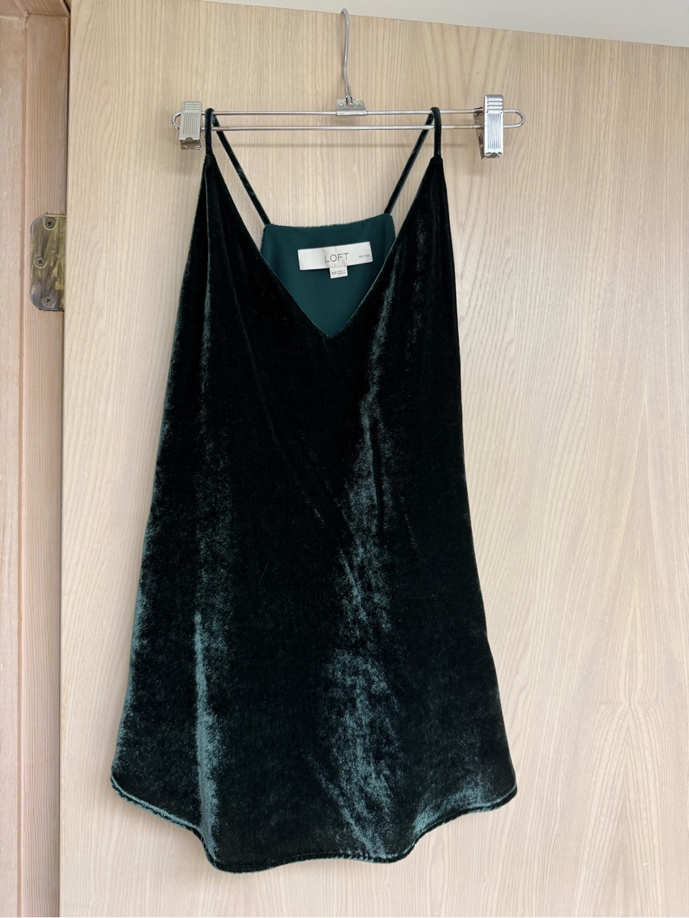 LOFT Emerald Green Velvet Slip Blouse
